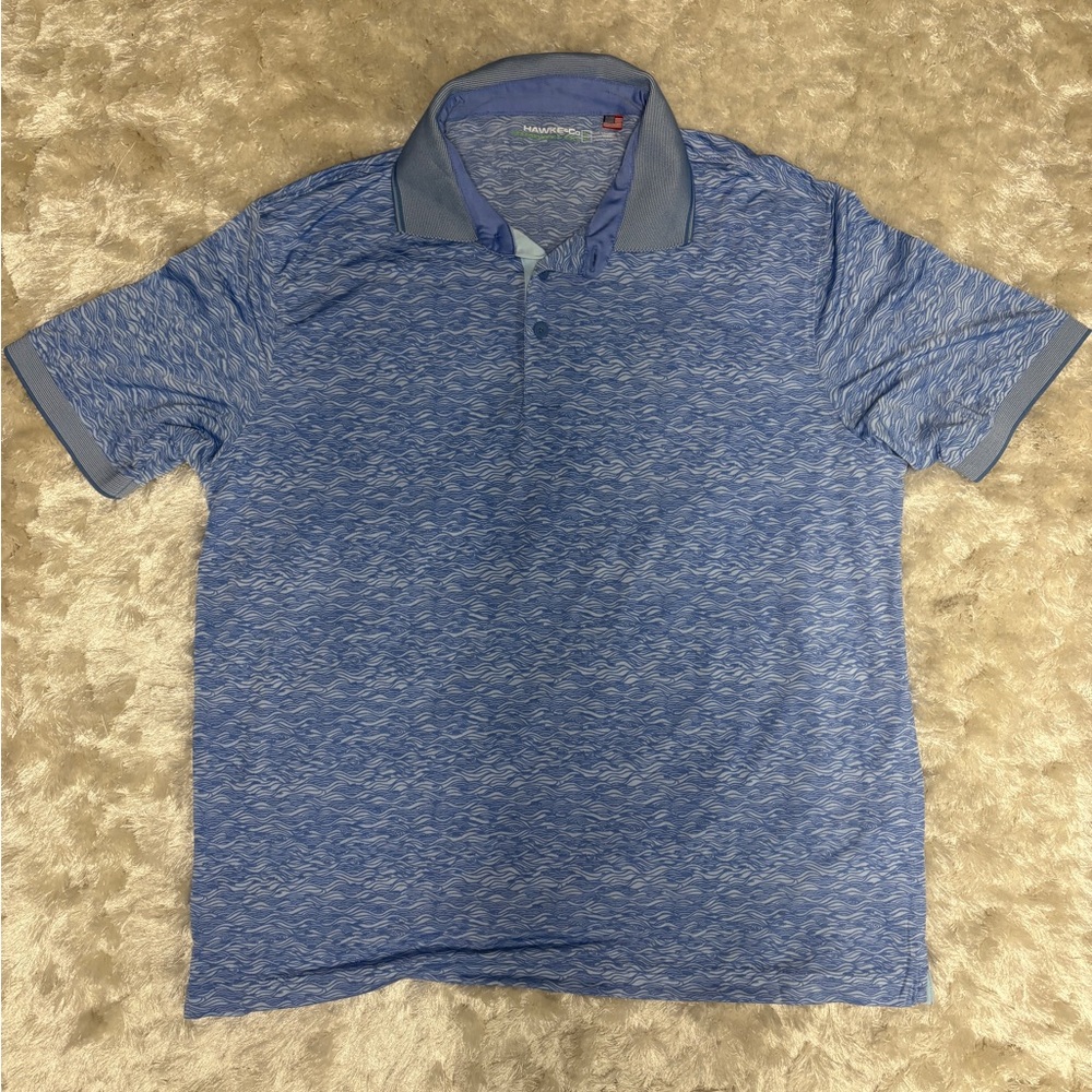 Hawke & Co Men's Blue Wave Performance Golf Polo Shirt-Large-Excellent condition